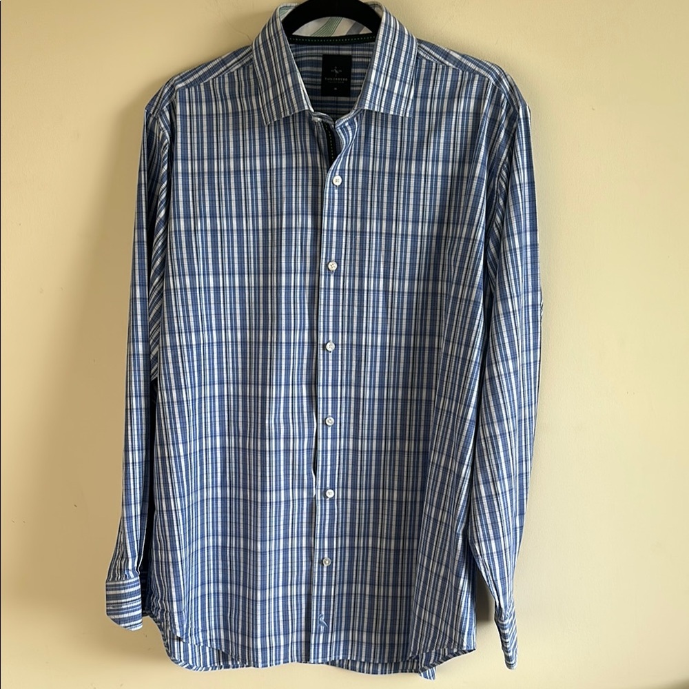 Tailorbyrd Collection Blue Plaid Men's Shirt, XL